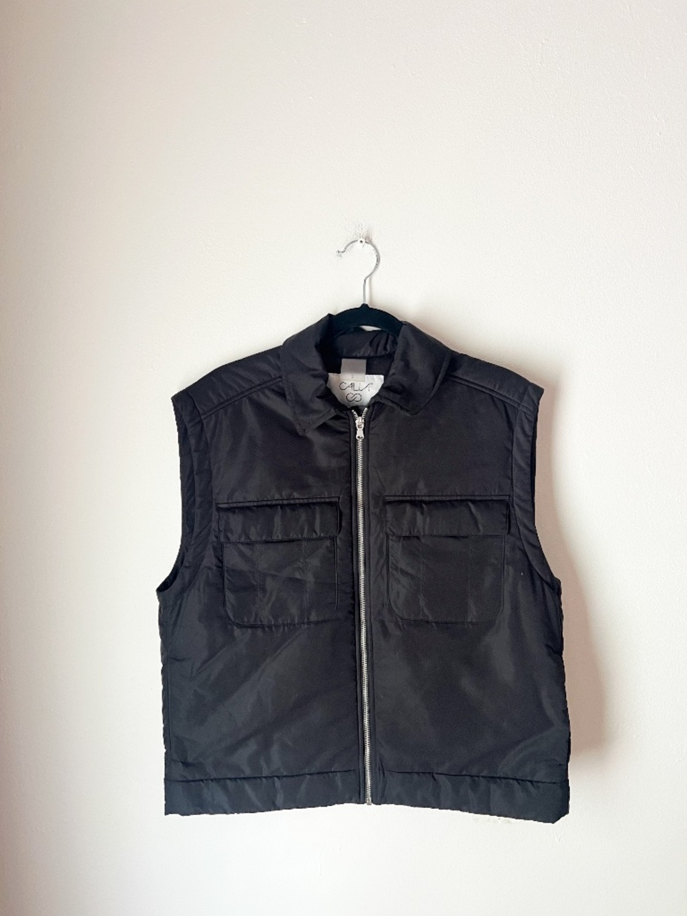 CALIA by Carrie Underwood Black Cargo Pocket Utility Vest Zip Front Size Small